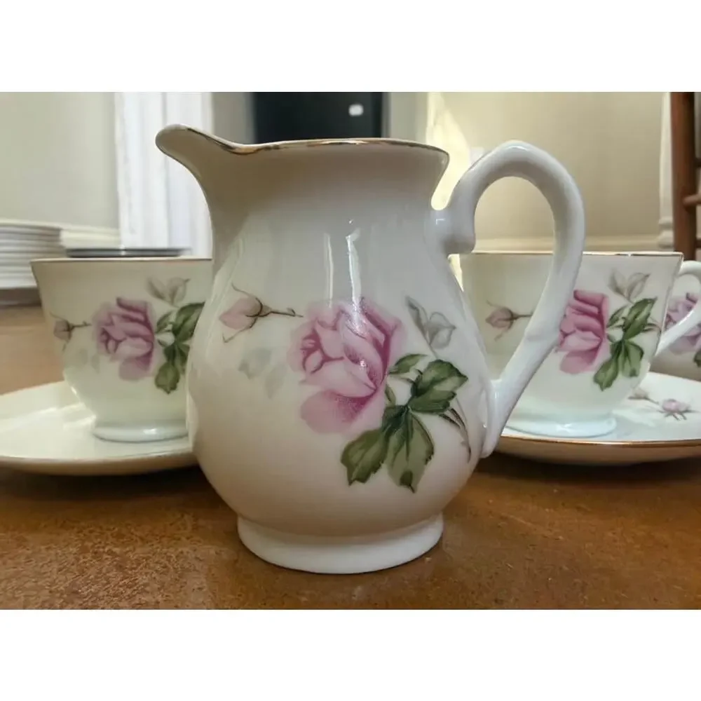 Vintage Japanese Porcelain Demitasse Set – Pink Rose Pattern